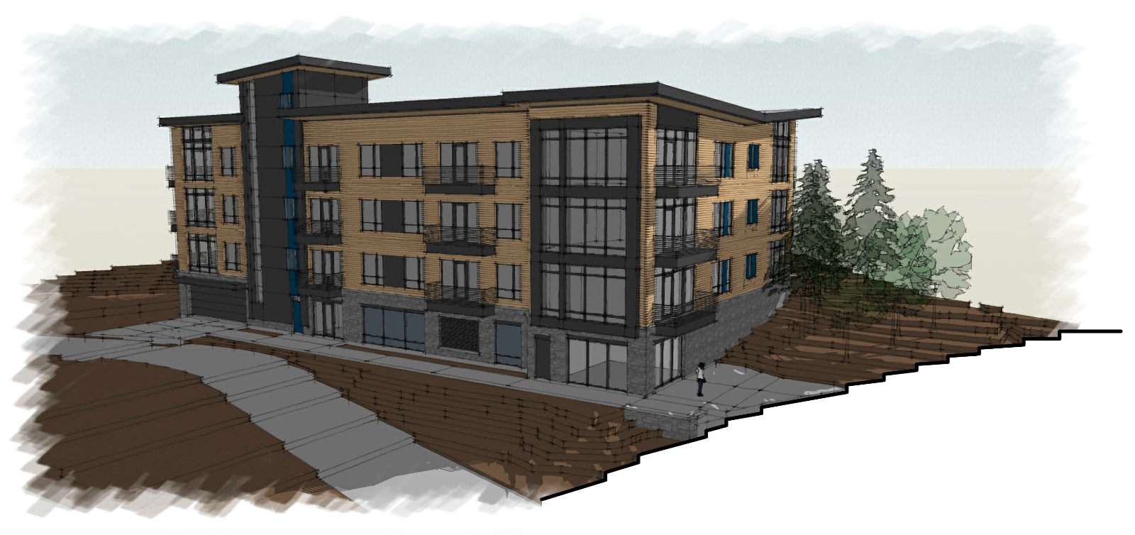 Lands End townhomes viewed from the slopes